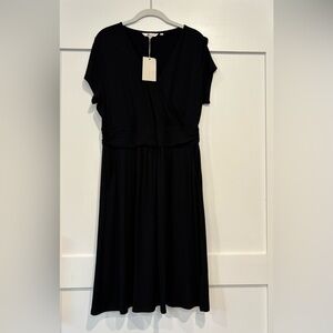 Boden Black Midi Wrap-Style Dress Size 12 NWT
